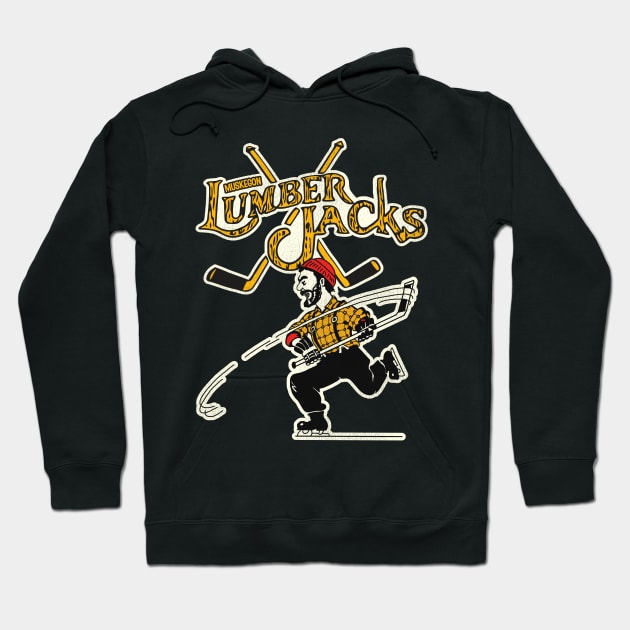 Defunct Muskegon Lumberjacks Hockey Team Hoodie by Defunctland